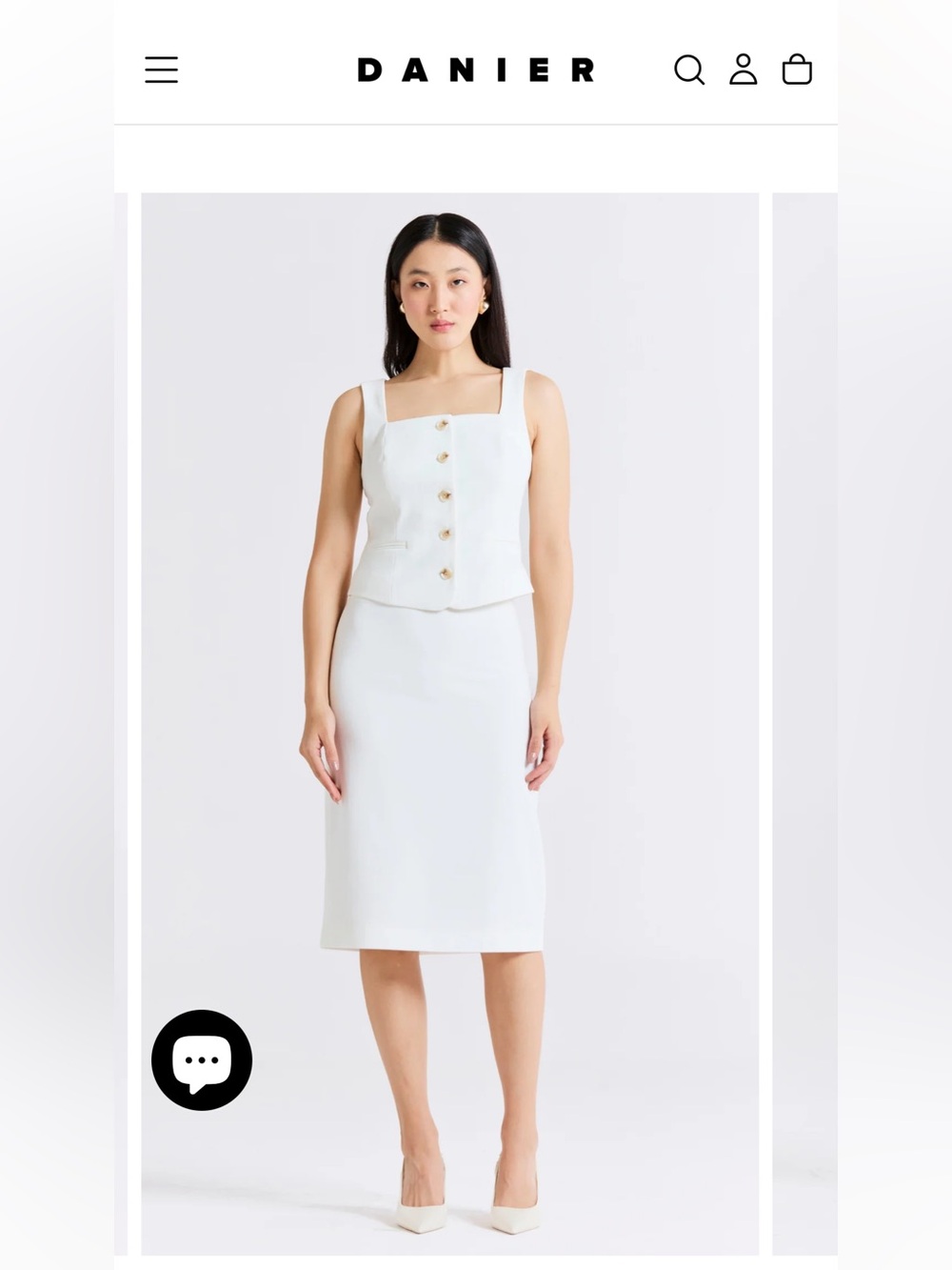 Danier White Skirt and Vest Set